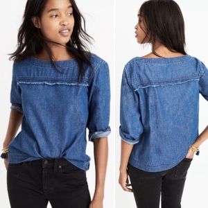 Madewell Herald Chambray Fringe Boxy Top